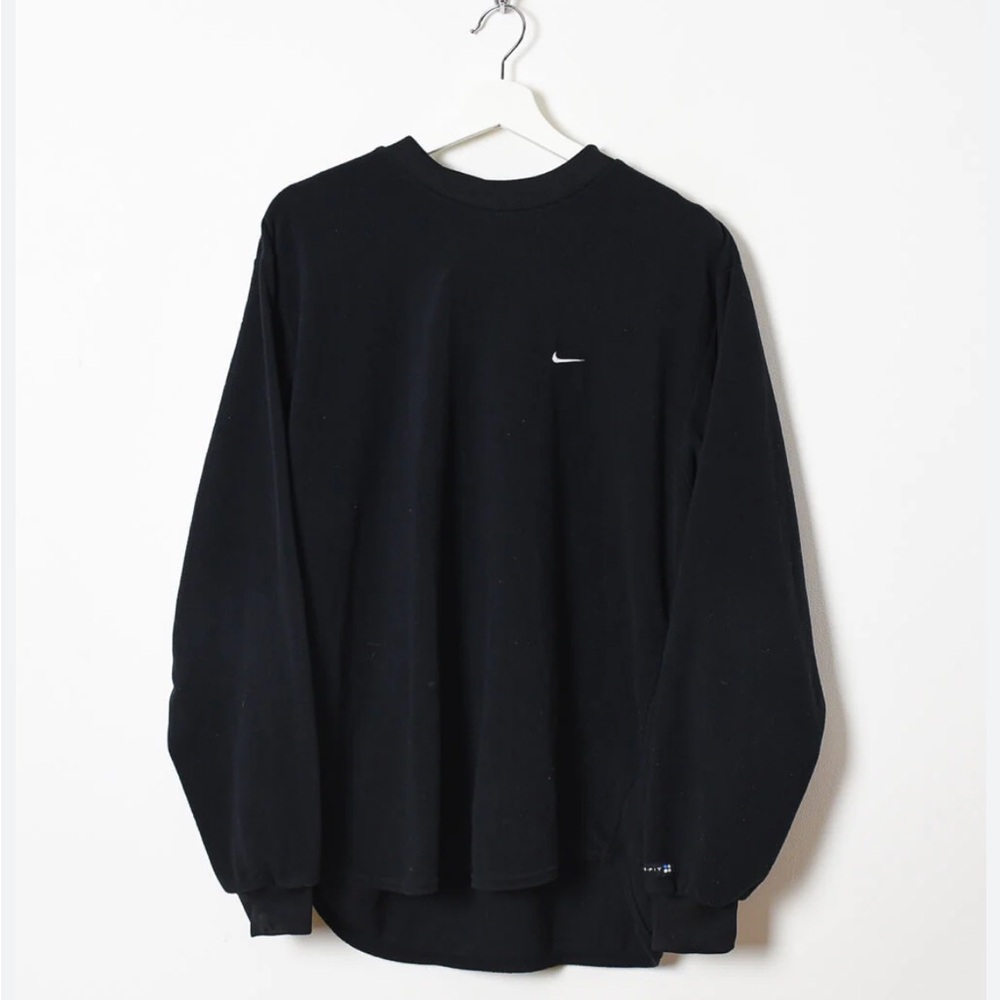 Vintage Nike 90s Polyester Plain Black Pullover Fleece XXL Y2K